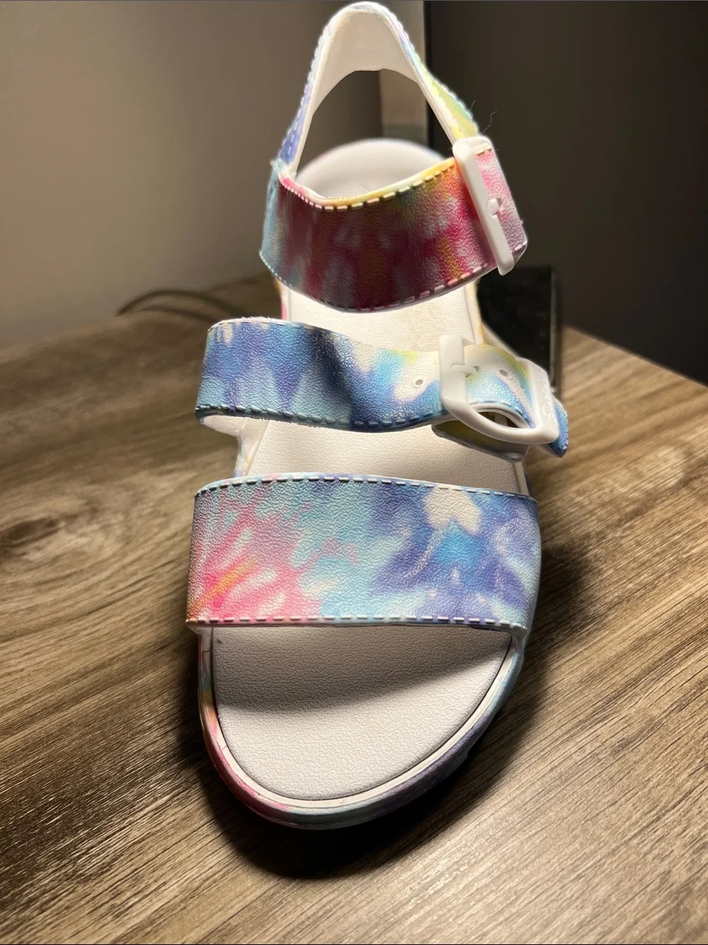 Skechers Kids Pastel Tie-Dye Buckle Sandals - Yellow Blue Pink